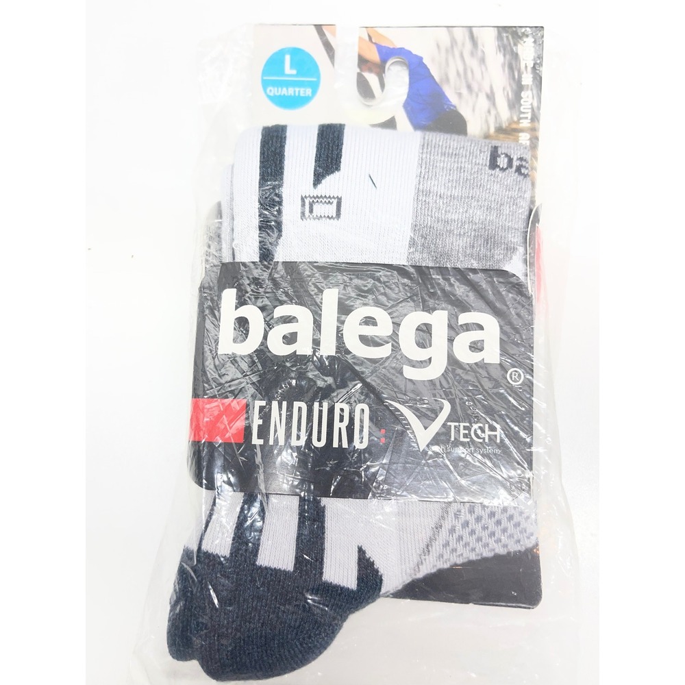 Balega Enduro V-Tech Quarter Running Socks White Mid Grey 8537 Large L New